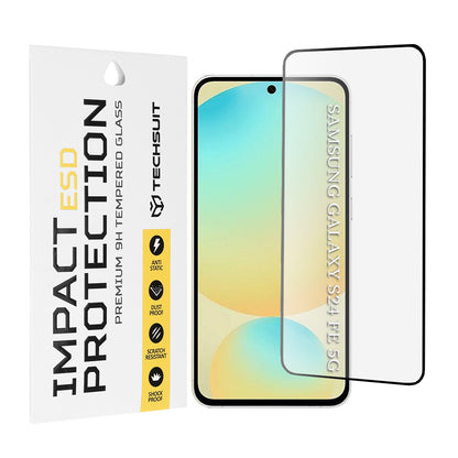 Zaštitna folija za ekran Techsuit za Samsung Galaxy S24 FE S721, Kaljeno staklo, Full Glue, Crna