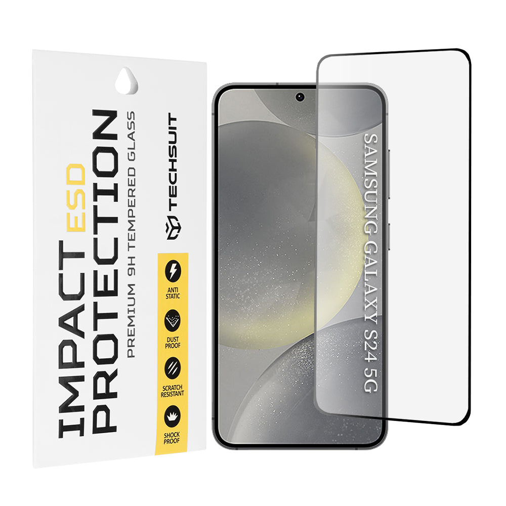 Zaštitna folija za ekran Techsuit za Samsung Galaxy S24 S921, Kaljeno staklo, Full Glue, Crna
