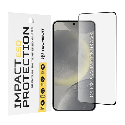 Zaštitna folija za ekran Techsuit za Samsung Galaxy S24 S921, Kaljeno staklo, Full Glue, Crna