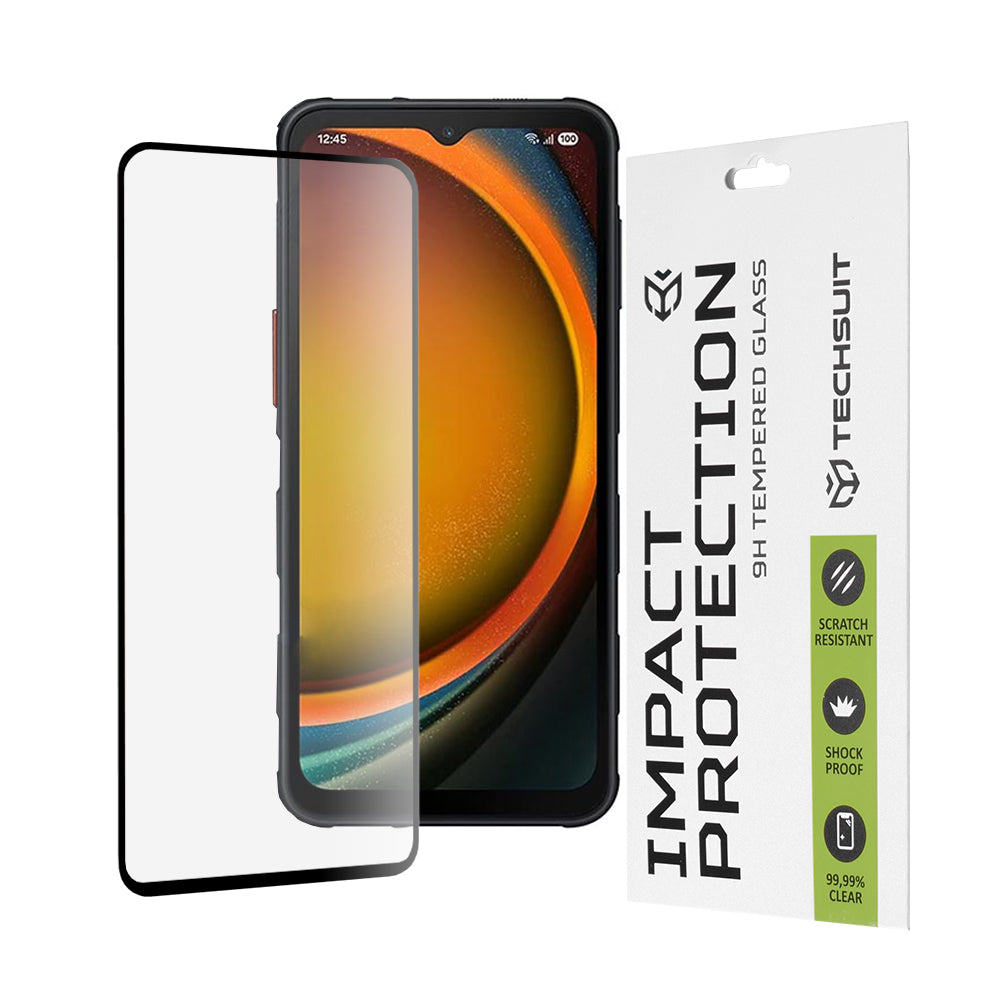 Zaštitna folija za ekran Techsuit za Samsung Galaxy XCover7 Pro, Kaljeno staklo, Full Glue, 111D, Crna