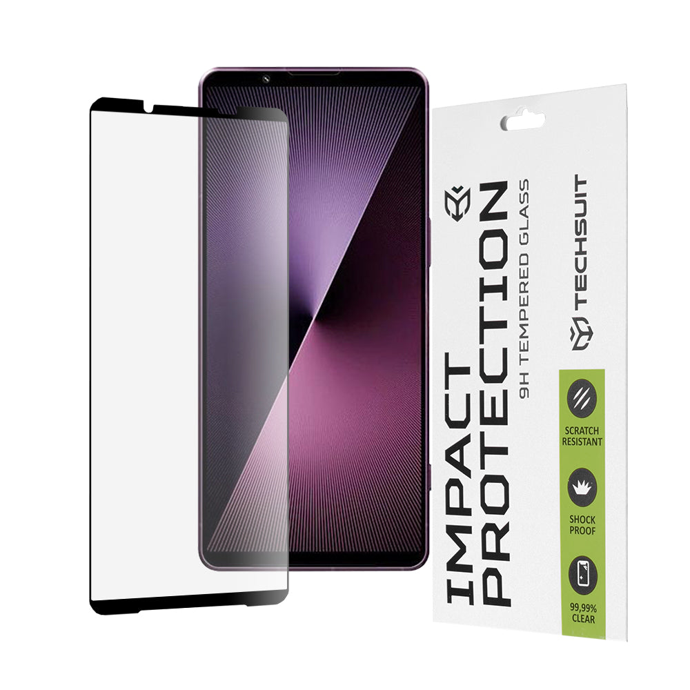 Zaštitna folija za ekran Techsuit za Sony Xperia 1 VII, Kaljeno staklo, Full Glue, 111D, Crna