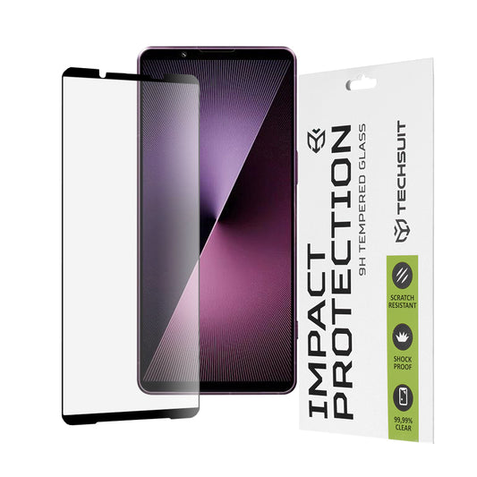 Zaštitna folija za ekran Techsuit za Sony Xperia 1 VII, Kaljeno staklo, Full Glue, 111D, Crna