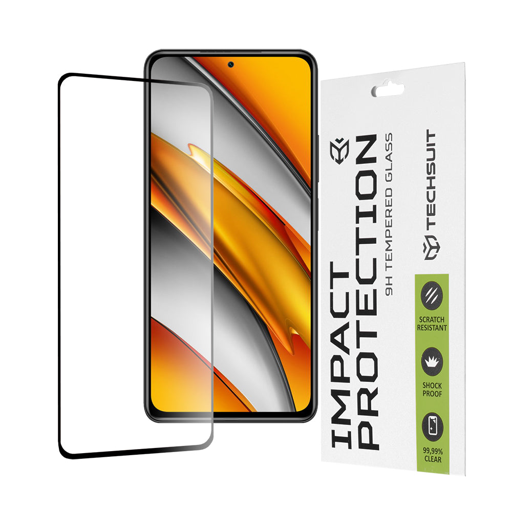 Zaštitna folija za ekran Techsuit za Xiaomi Poco F3 / Mi 11i, Kaljeno staklo, Full Glue, 111D, Crna
