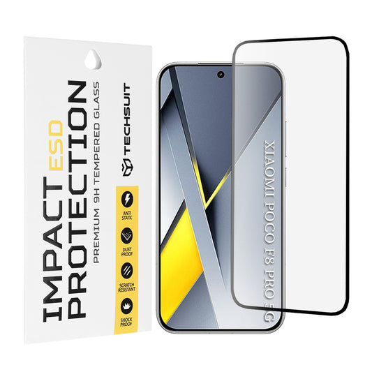 Folija za zaštitu ekrana Techsuit za Xiaomi Poco F8 Pro, Kaljeno staklo, Full Glue, Crna