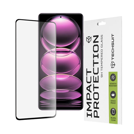 Zaštitna folija za ekran Techsuit za Xiaomi Poco X5 Pro / Redmi Note 12 Pro 5G / Note 12 Pro+, Kaljeno staklo, Full Glue, 111D, Crna