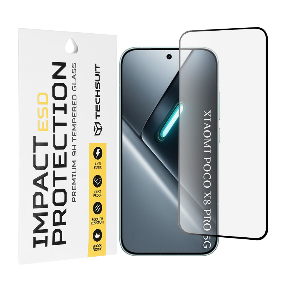 Zaštitna folija za ekran Techsuit za Xiaomi Poco X8 Pro, Kaljeno staklo, Full Glue, Crna