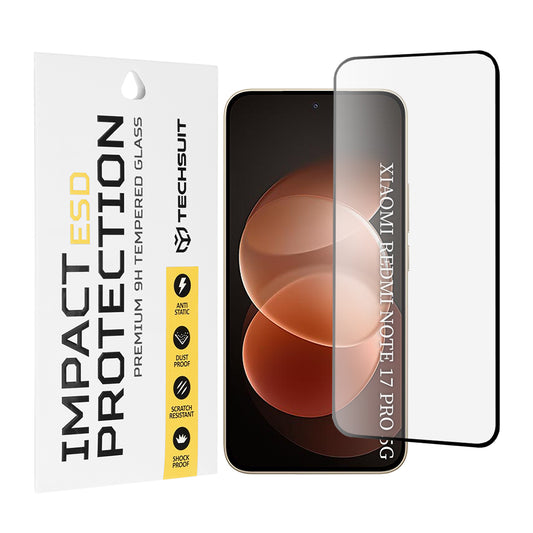 Techsuit zaštitno staklo za ekran za Xiaomi Poco X8 / Redmi Note 17 Pro / Note 17 Pro Max, kaljeno staklo, lepljenje celom površinom, crno