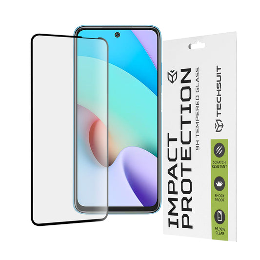 Zaštitna folija za ekran Techsuit za Xiaomi Redmi 10 2022 / 10 (2021), Kaljeno staklo, Full Glue, 111D, Crna
