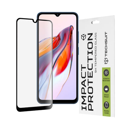 Zaštitna folija za ekran Techsuit za Xiaomi Redmi 12C / 10C / Poco C40, Kaljeno staklo, Full Glue, 111D, Crna