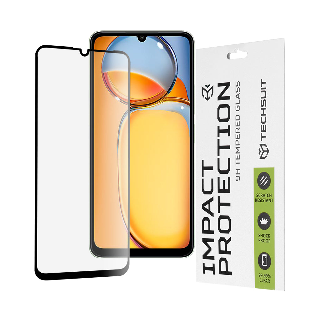 Zaštitna folija za ekran Techsuit za Xiaomi Redmi 13C 5G / 13C / Poco C65, Kaljeno staklo, Full Glue, 111D, Crna