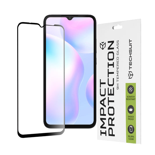 Zaštitna folija za ekran Techsuit za Xiaomi Redmi A2+ / A2 / A1+ / A1 / 10A, Kaljeno staklo, Full Glue, 111D, Crna