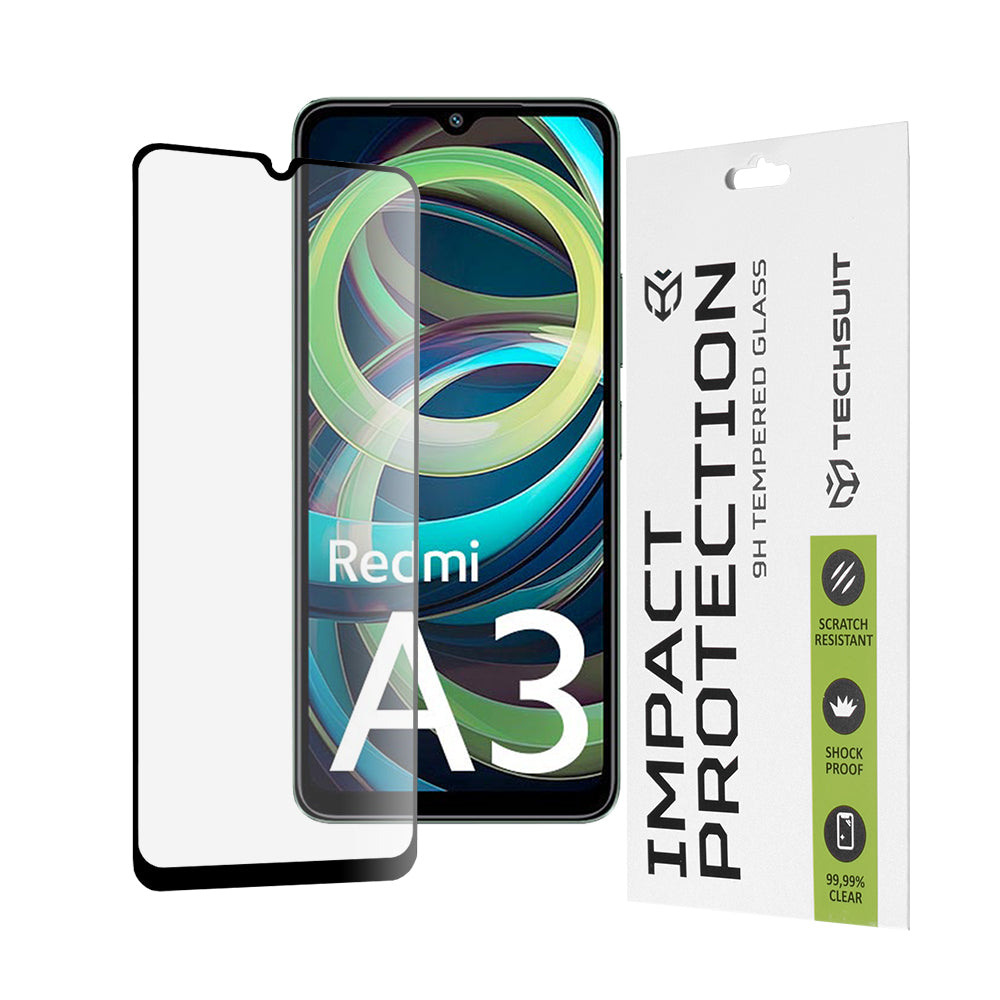 Zaštitna folija za ekran Techsuit za Xiaomi Redmi A3x / A3, Kaljeno staklo, Full Glue, 111D, Crna