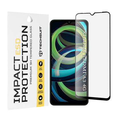 Zaštitna folija za ekran Techsuit za Xiaomi Redmi A3x / A3, Kaljeno staklo, Full Glue, Crna