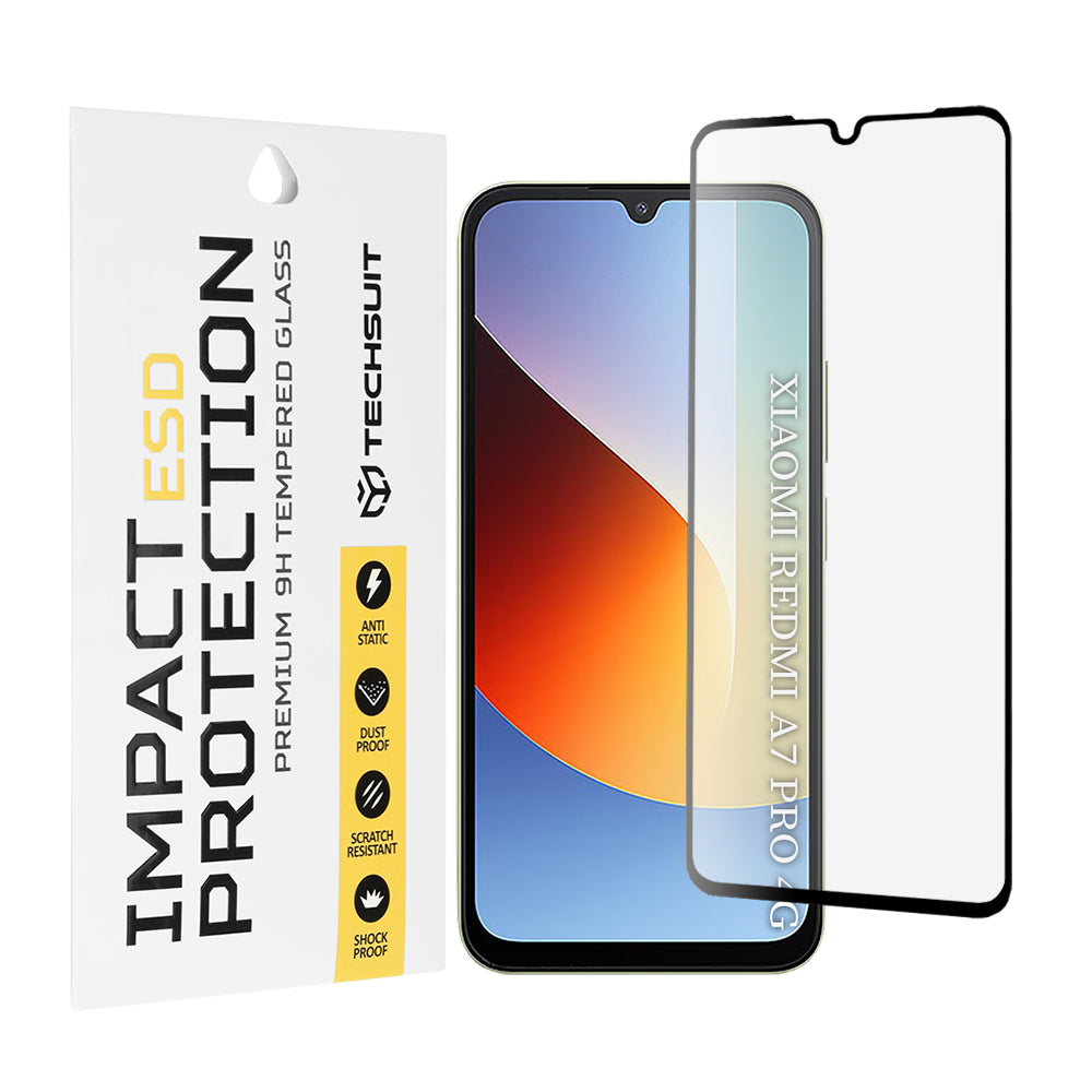 Zaštitna folija za ekran Techsuit za Xiaomi Redmi A7 Pro 4G, Kaljeno staklo, Full Glue, Crna