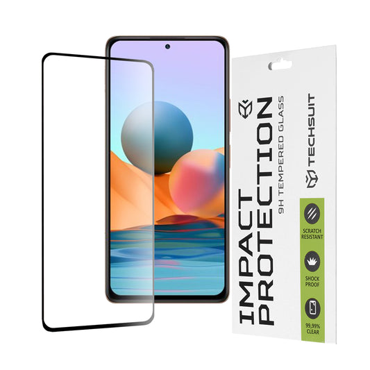 Zaštitna folija za ekran Techsuit za Xiaomi Redmi Note 10 Pro Max / Note 10 Pro, Kaljeno staklo, Full Glue, 111D, Crna