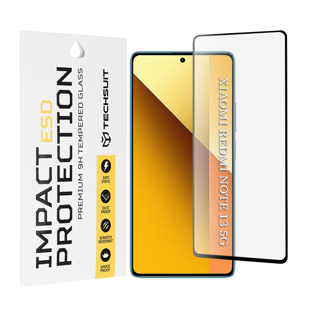 Zaštitna folija za ekran Techsuit za Xiaomi Redmi Note 13 5G, Kaljeno staklo, Full Glue, Crna