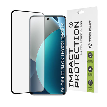Folija za zaštitu ekrana Techsuit za Xiaomi Redmi Note 15 Pro 4G, Kaljeno staklo, Full Glue, 111D, Crna