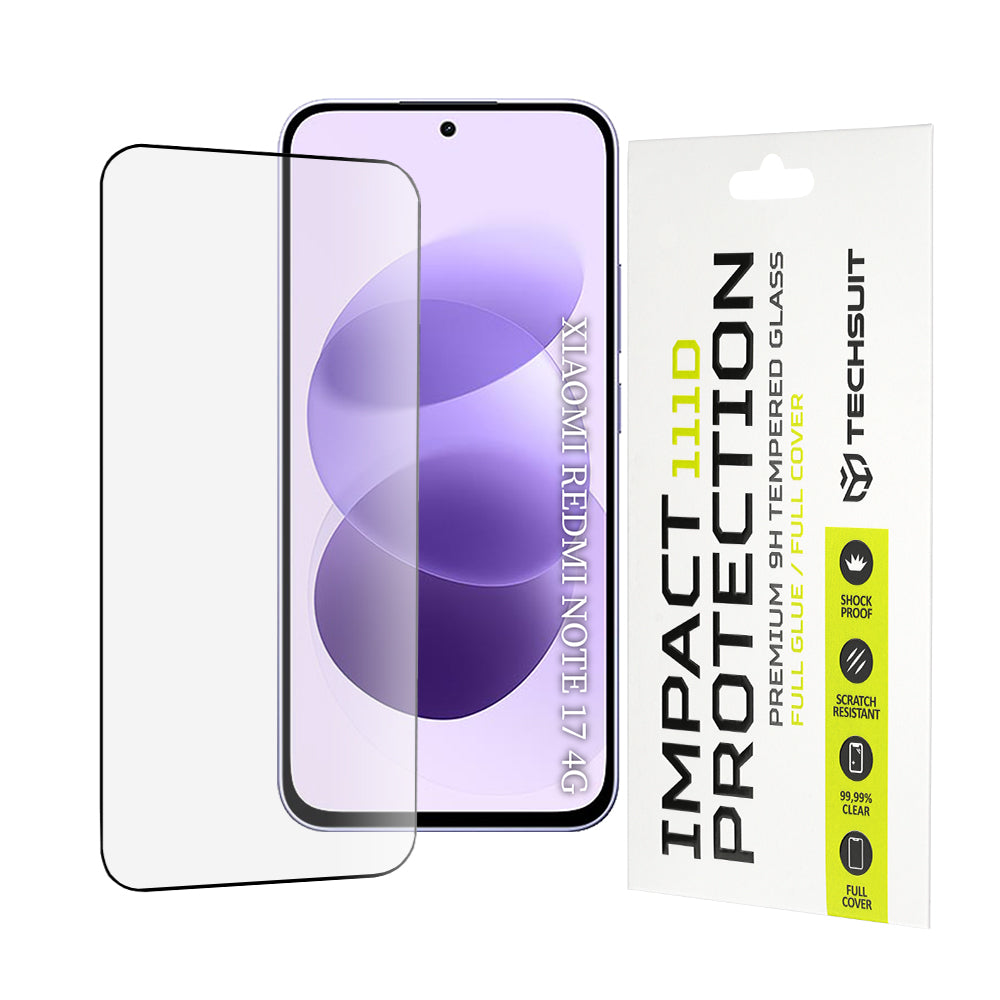 Techsuit zaštitno staklo za ekran za Xiaomi Redmi Note 17 4G / Note 17 5G, kaljeno staklo, Full Glue, 111D, crno