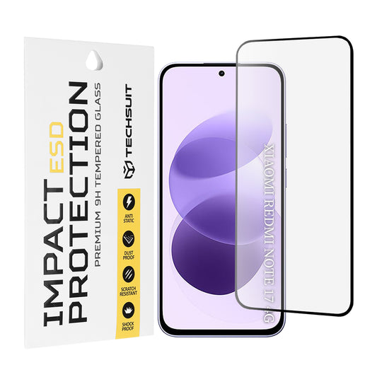 Techsuit zaštitno staklo za ekran za Xiaomi Redmi Note 17 4G / Note 17 5G, kaljeno staklo, potpuno lepljenje, crno