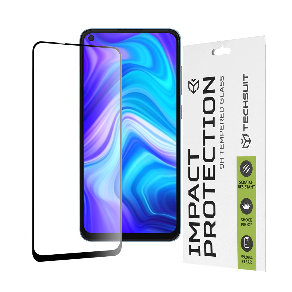 Zaštitna folija za ekran Techsuit za Xiaomi Redmi Note 9 / 10X 4G, Kaljeno staklo, Full Glue, 111D, Crna