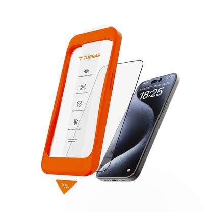 Zaštitna folija za ekran Torras GlassGo Install Master za Apple iPhone 16 Pro Max, Kaljeno staklo, Full Glue, Crna