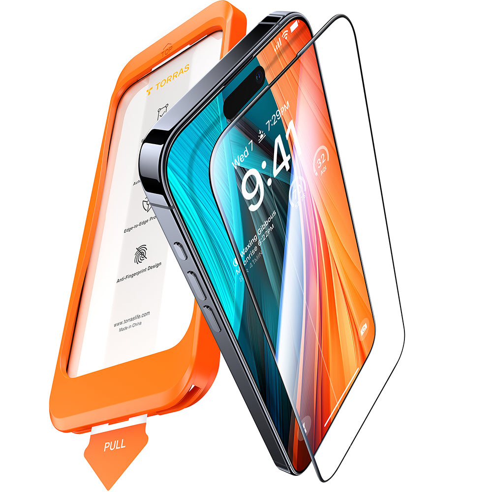 Zaštitna folija za ekran Torras GlassGo Install Master za Apple iPhone 16 Pro Max, Kaljeno staklo, Full Glue, Crna