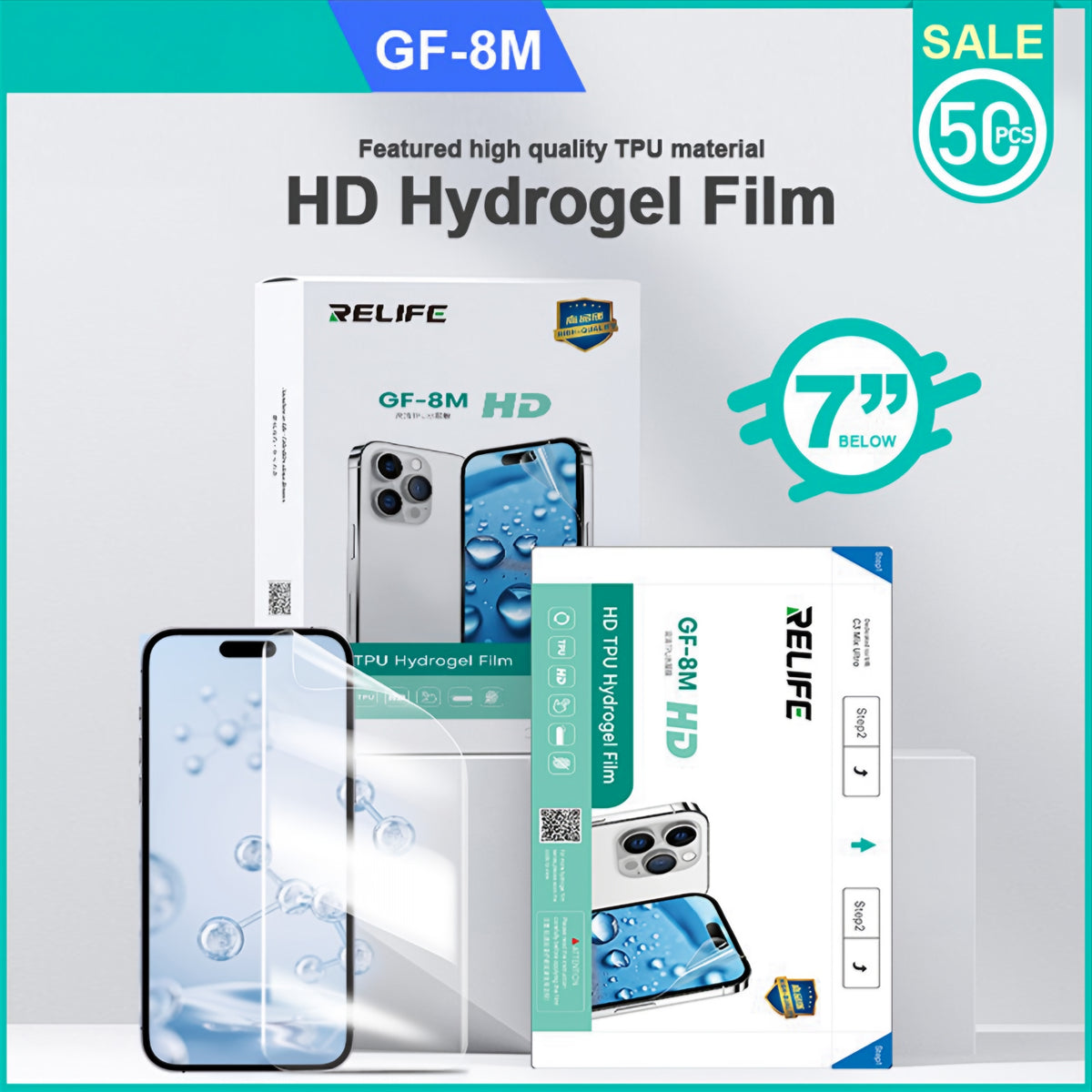 Hidrogel / TPU folija Relife GF-8M za UV vakuum laminator Sunshine C3 Mix Ultra, 120mm x 210mm, Set 50 komada