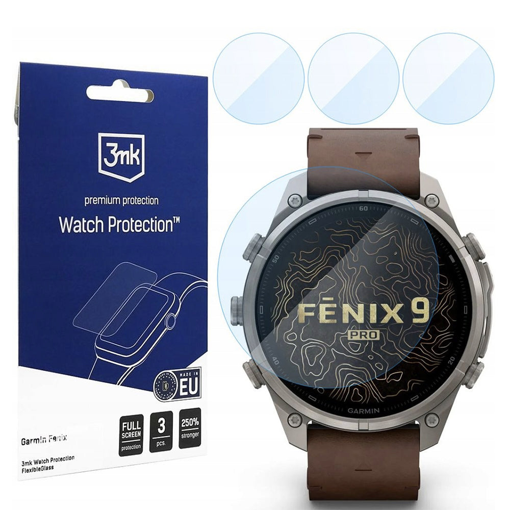 3MK FlexibleGlass zaštitna folija za Garmin Fenix 9 Pro 47 mm, fleksibilno staklo, set od 3 komada