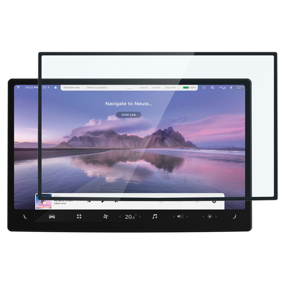 Folija za zaštitu Spigen GlastR EZ FIT za Navigaciju Tesla X / S (2022 - 2021), Kaljeno staklo, Crna AGL04688