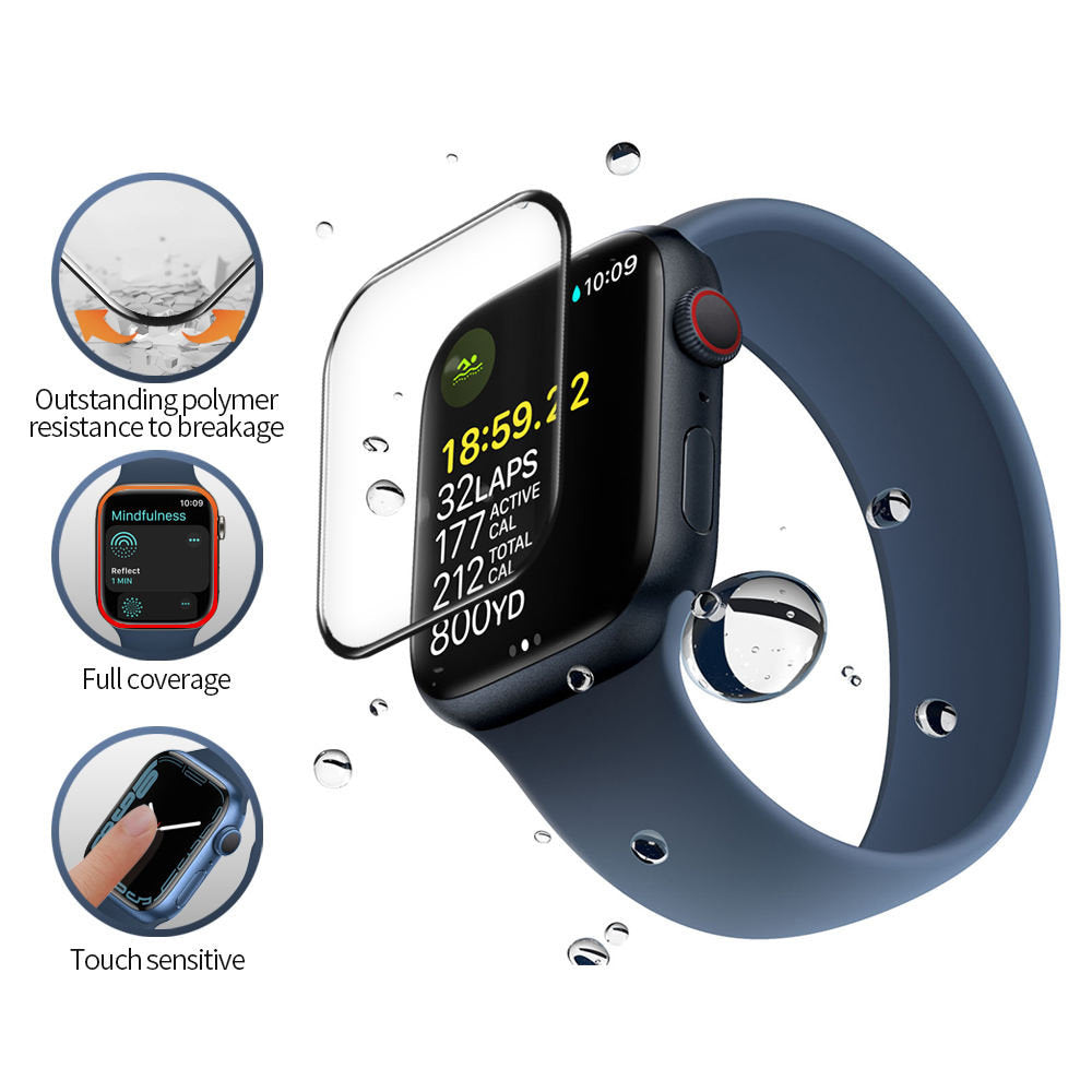 Zaštitna folija Blueo High Molecule za Apple Watch 44mm Series, Kaljeno staklo, Crna