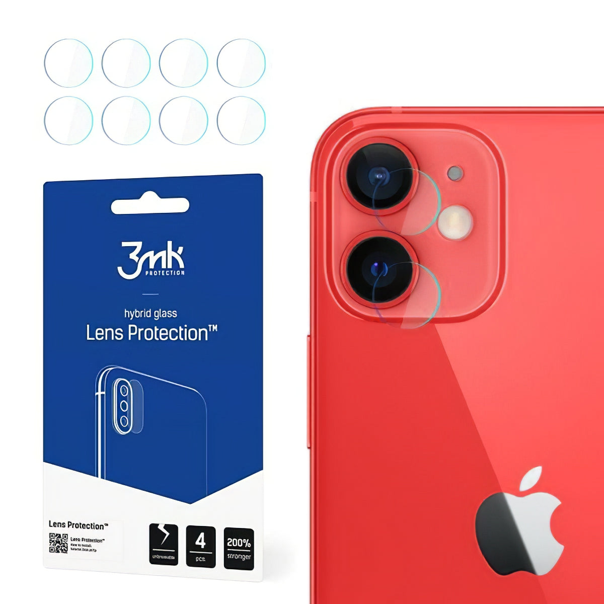 Zaštitna folija za zadnju kameru 3MK Protection za Apple iPhone 12, Fleksibilno staklo, Set od 4 komada, Providna