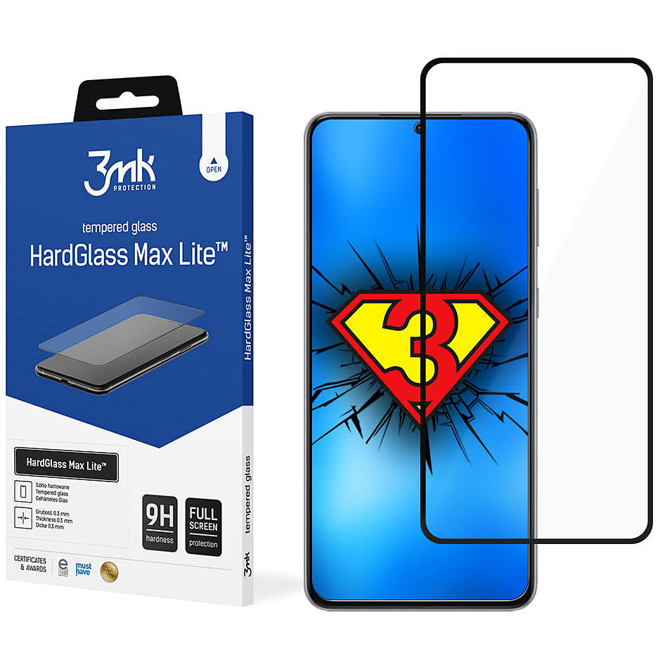 Zaštitna folija za ekran 3MK HardGlass Max Lite za Samsung Galaxy S21+ 5G G996, Kaljeno staklo, Pun ljepilo, Crna