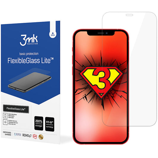 Zaštitna folija za ekran 3MK FlexibleGlass Lite za Apple iPhone 12 / 12 Pro, Fleksibilno staklo, Full Glue