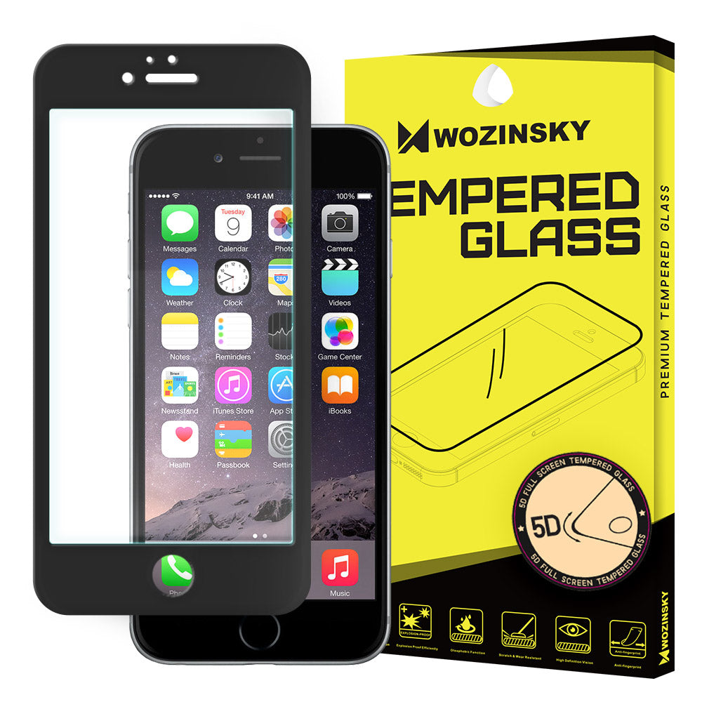 Zaštitna folija za ekran WZK za Apple iPhone SE (2022) / SE (2020) / 8, Kaljeno staklo, Full Glue, 5D, Crna