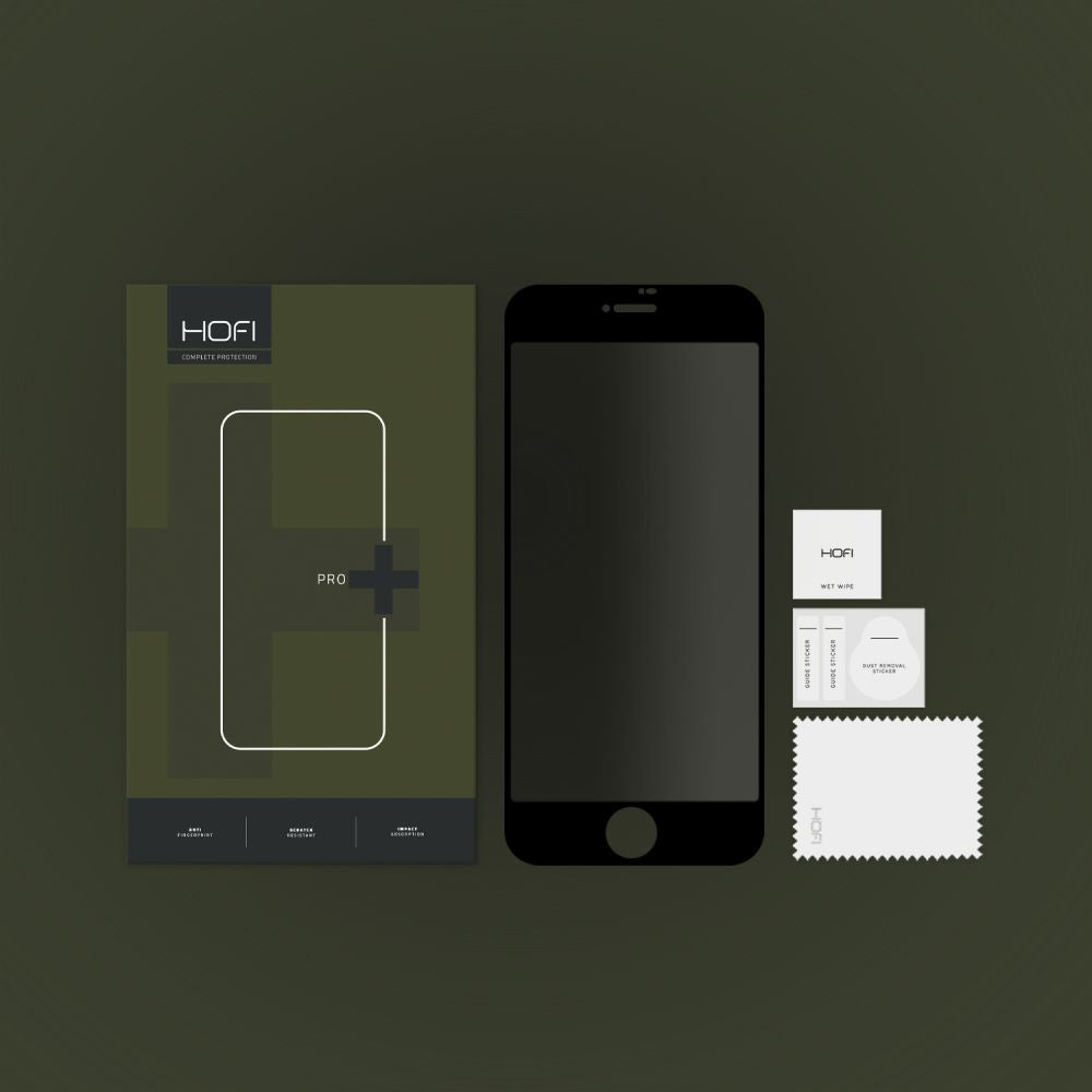 Zaštitna folija za ekran HOFI PRO+ Privacy za Apple iPhone SE (2020) / 8 / 7, Kaljeno staklo, Pun ljepilo
