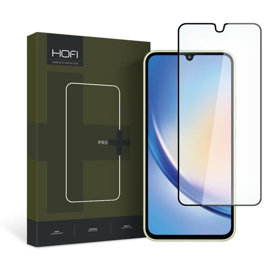 Screen Protector HOFI PRO+ for Samsung Galaxy A34 A346, Tempered Glass, Full Glue, Black