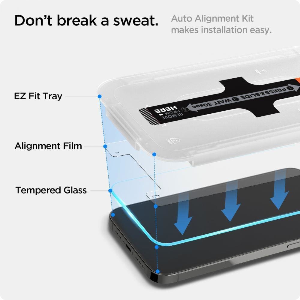 Zaštitna folija za ekran Spigen EZ FIT za Apple iPhone 16e / 14 / 13 Pro / 13, Kaljeno staklo, Full Glue AGL03724