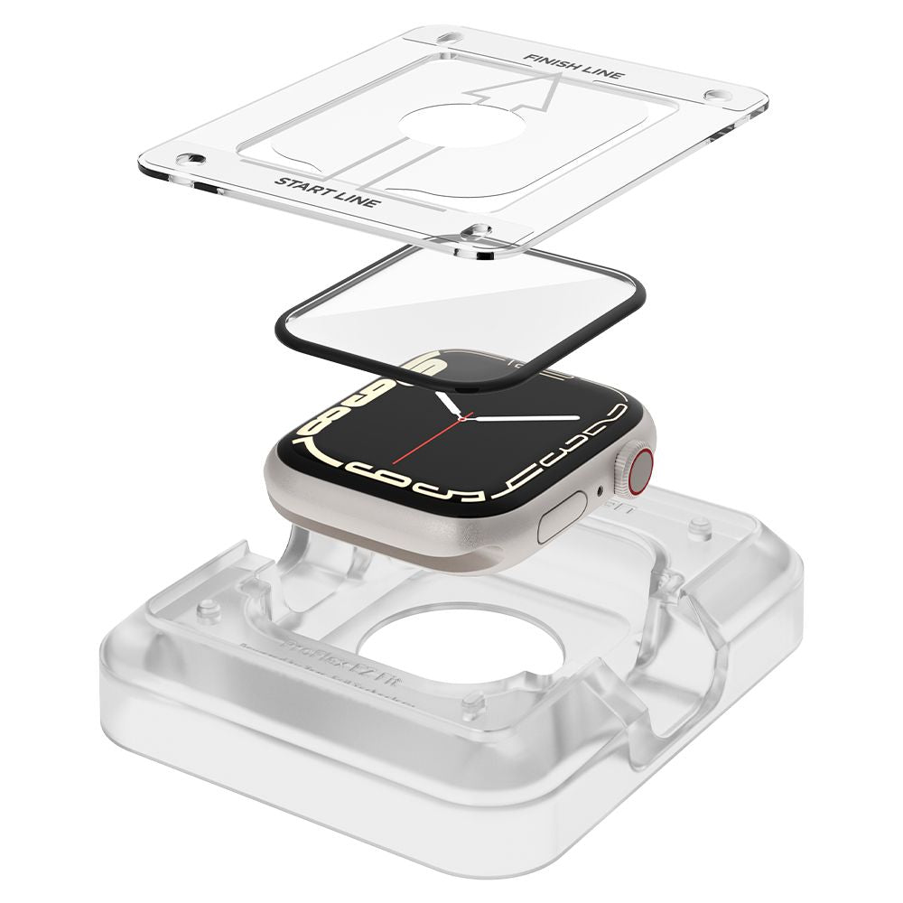 Folija za zaštitu Spigen ProFlex EZ FIT za Apple Watch 9 / 8 / 7 45mm seriju, Set 2 komada, Fleksibilno staklo, Crna AFL04051