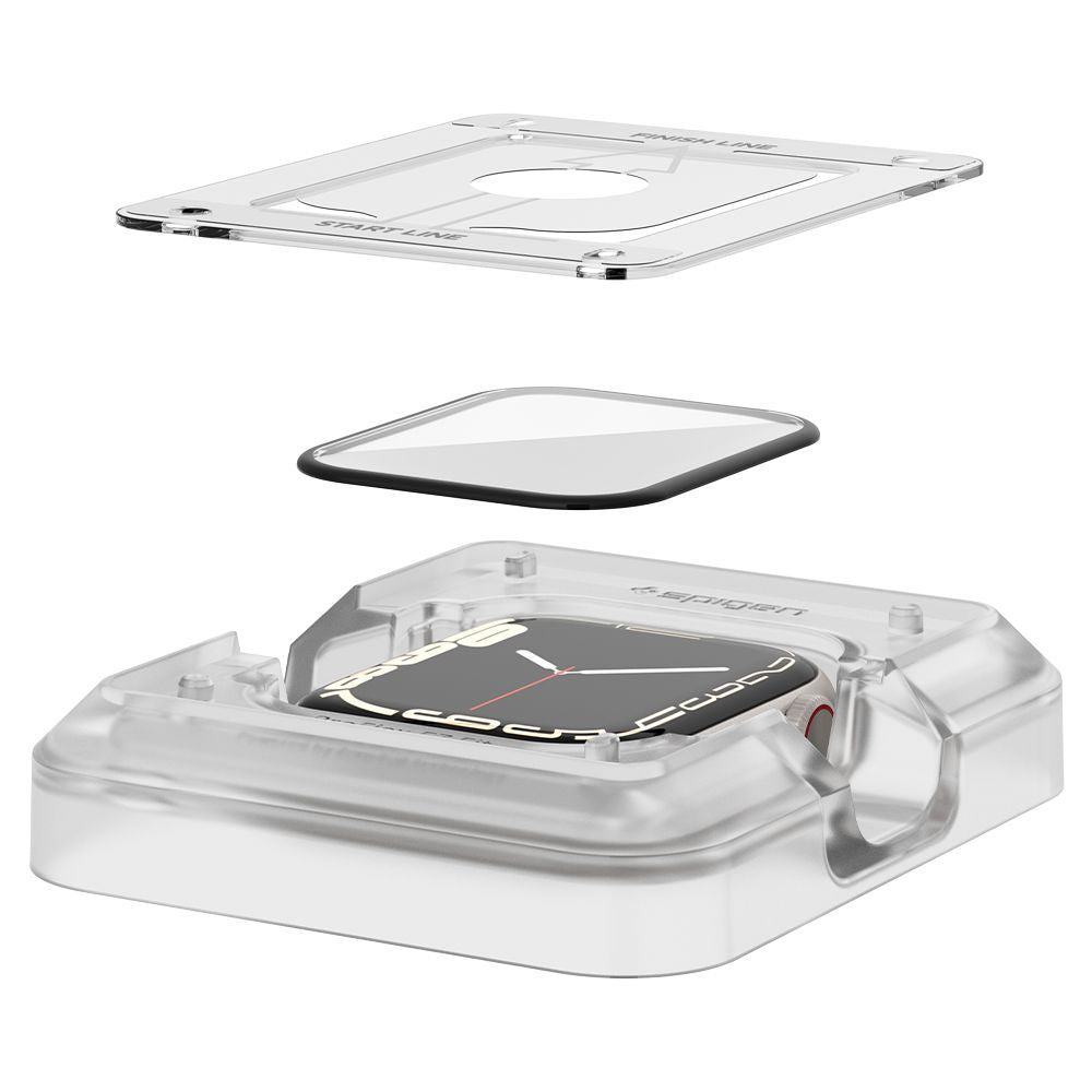 Folija za zaštitu Spigen ProFlex EZ FIT za Apple Watch 9 / 8 / 7 45mm seriju, Set 2 komada, Fleksibilno staklo, Crna AFL04051