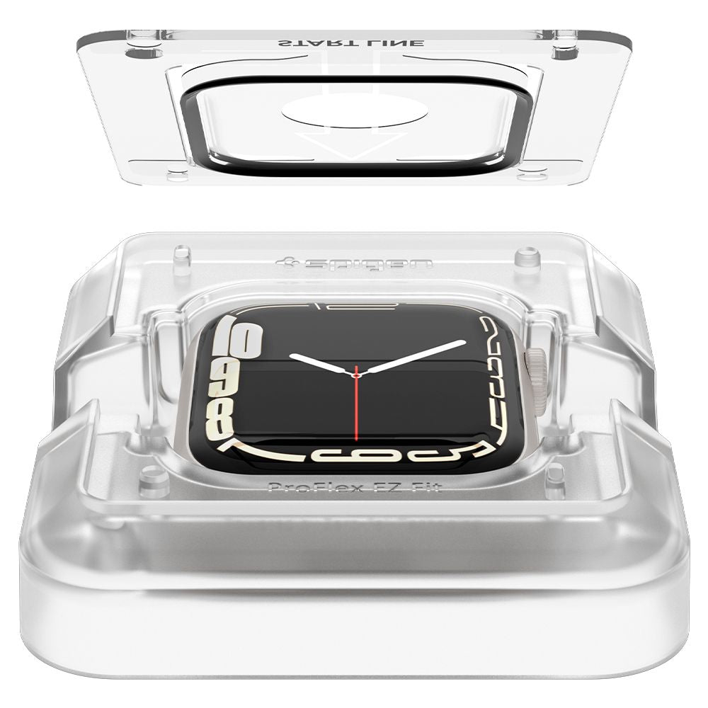 Folija za zaštitu Spigen ProFlex EZ FIT za Apple Watch 9 / 8 / 7 45mm seriju, Set 2 komada, Fleksibilno staklo, Crna AFL04051