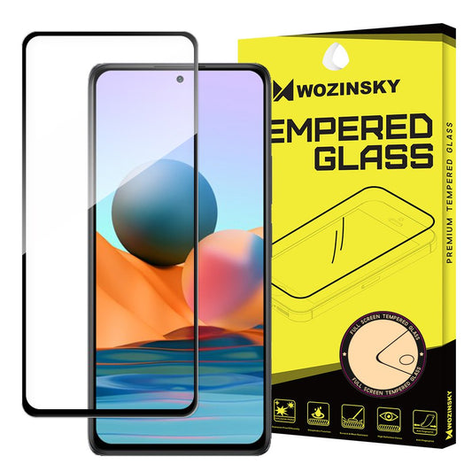 Zaštitna folija za ekran WZK za Xiaomi 12T / 12T Pro / Redmi Note 10 Pro, Kaljeno staklo, Pun ljepilo, Crna