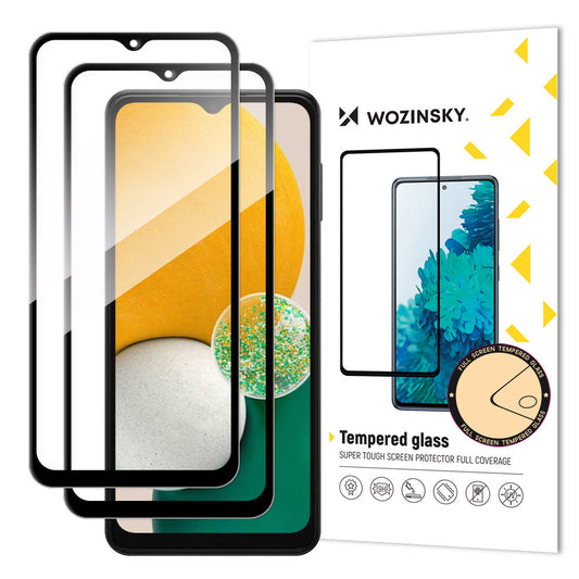Zaštitna folija za ekran WZK za Samsung Galaxy A13 5G A136, Kaljeno staklo, Pun ljepilo, Set od 2 komada, Crna