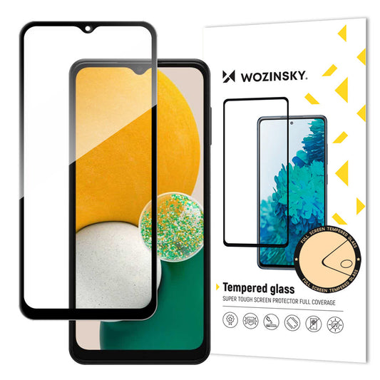 Zaštitna folija za ekran WZK za Samsung Galaxy A13 A137 / A13 A135 / A13 5G A136, Kaljeno staklo, Pun ljepilo, Crna
