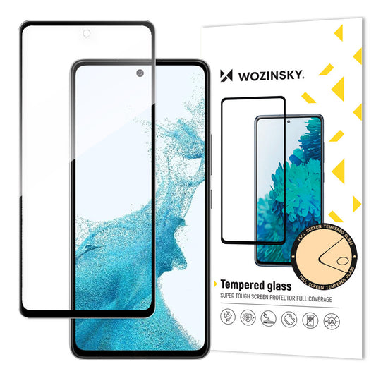 Zaštitna folija za ekran WZK za Samsung Galaxy A53 5G A536, Kaljeno staklo, Pun ljepilo, Crna