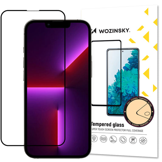 Zaštitna folija za ekran WZK za Apple iPhone 14 Plus / 13 Pro Max, Kaljeno staklo, Pun ljepilo, Crna