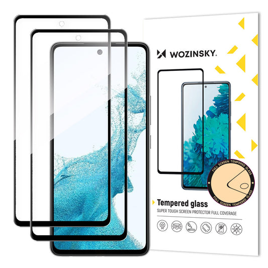 Zaštitna folija za ekran WZK za Samsung Galaxy A53 5G A536, Kaljeno staklo, Pun ljepilo, Set od 2 komada, Crna