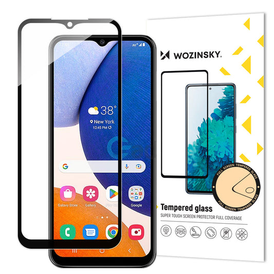 Zaštitna folija za ekran WZK za Samsung Galaxy A14 A145 / A14 5G A146, Kaljeno staklo, Pun ljepilo, Crna