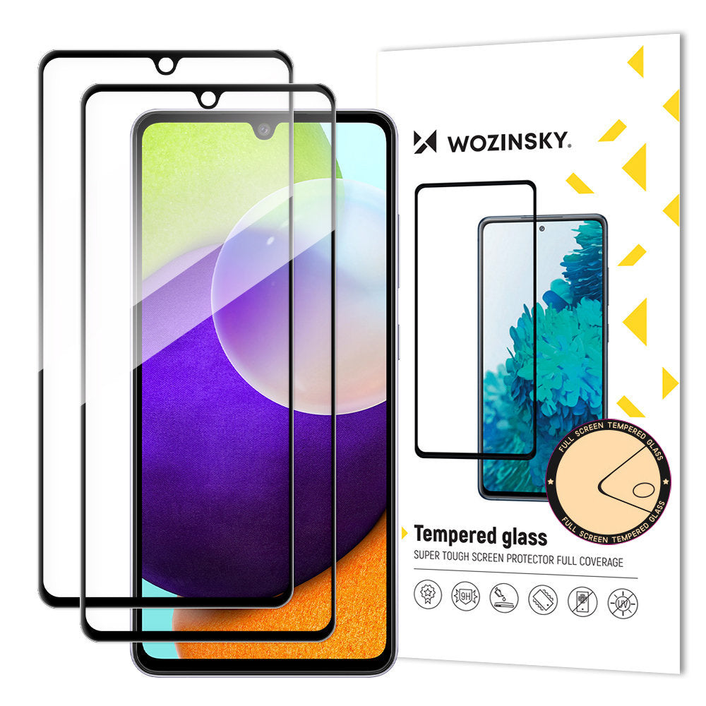 WZK Screen Protector for Samsung Galaxy A33 5G A336, Tempered Glass, Full Glue, Set 2 pieces, Case Friendly, Black