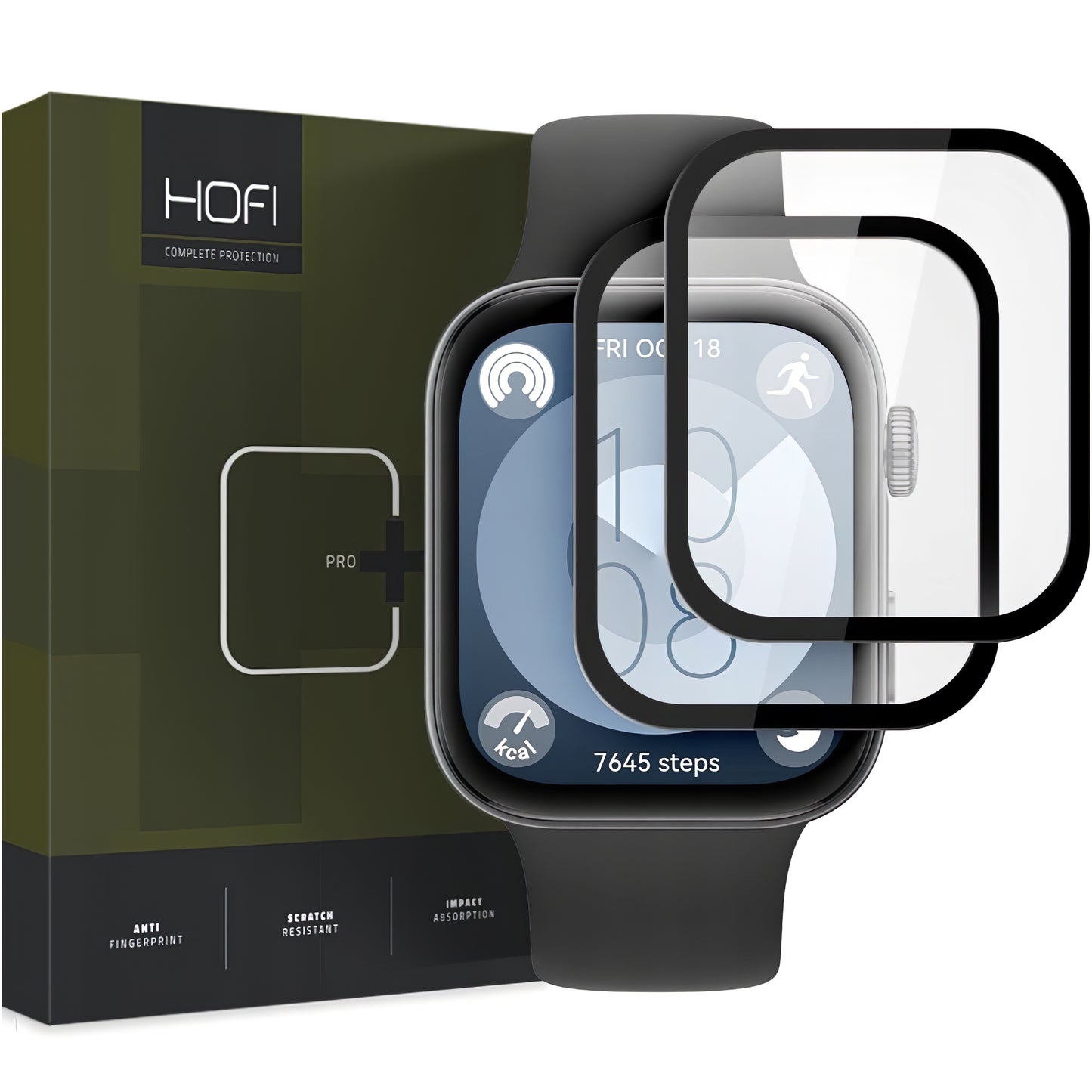 HOFI Hybrid PRO+ Protective Cover for Huawei Watch Fit 3, Set 2 pieces, Plastic, Black 