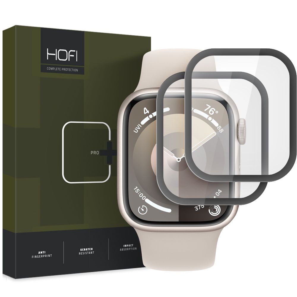 Protective Foil HOFI Hybrid PRO+ for Apple Watch 41mm Series, Set 2 pieces, Plastic, Black 